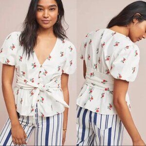 Maeve by Anthropologie Rosalie Embroidered Floral Blouse Top - 27043